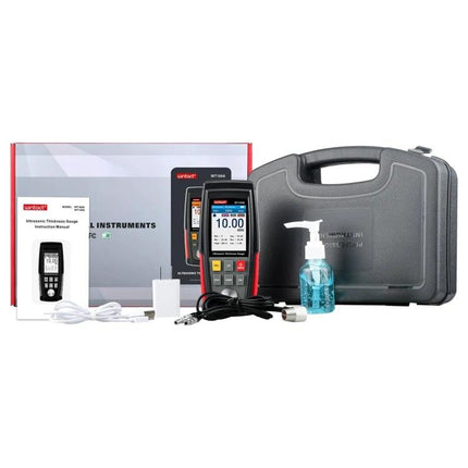 Digital Ultrasonic Thickness Gauge for Metal Surfaces handheld kit with probe, carrying case, charger and manual
