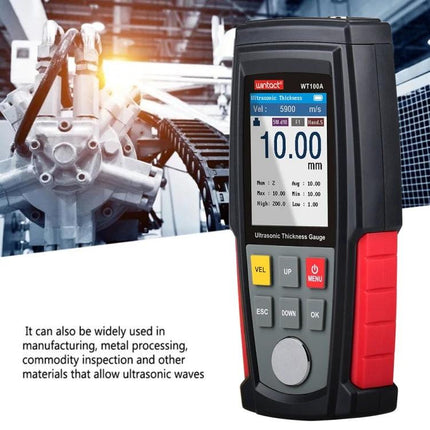 Digital Ultrasonic Thickness Gauge for Metal Surfaces handheld meter measuring 10.00 mm on industrial metal component