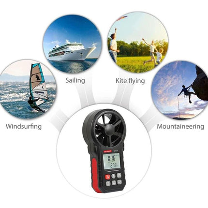 Portable Anemometer Thermometer for Wind Speed and Temperature Monitoring handheld device used for sailing kite flying windsurfing and mountaineering