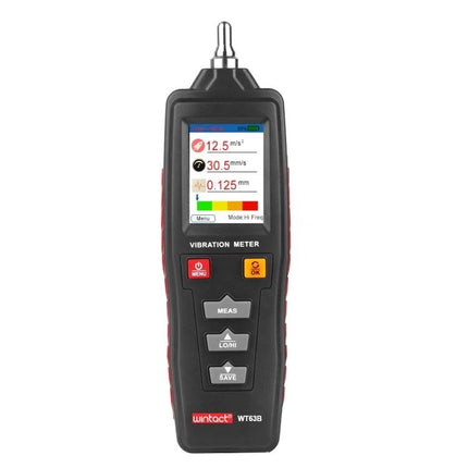 WINTACT Handheld Digital Vibration Analyzer for Maintenance Tools portable vibration meter with flipped screen showing readings