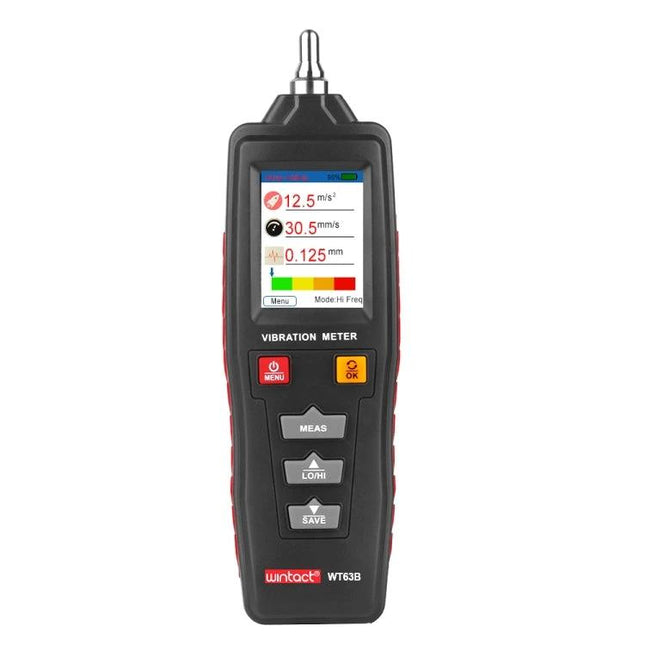 WINTACT Handheld Digital Vibration Analyzer for Maintenance Tools portable vibration meter with flipped screen showing readings