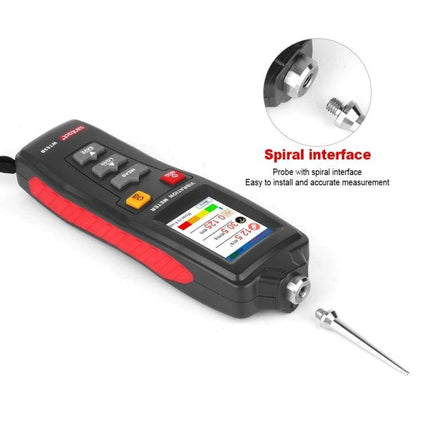 WINTACT Handheld Digital Vibration Analyzer for Maintenance Tools portable unit with flipped screen and spiral probe interface