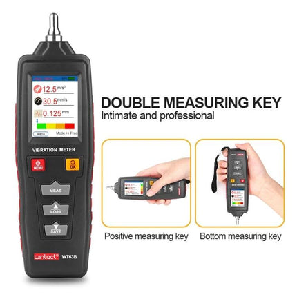 WINTACT Handheld Digital Vibration Analyzer for Maintenance Tools portable vibration meter with flipped color screen and double measuring key