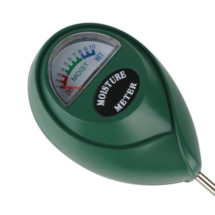 Compact Mini Soil pH and Moisture Meter for Home Gardening handheld green moisture meter showing analog moisture scale