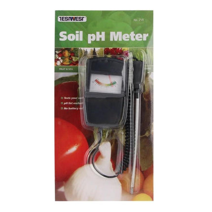 Digital Soil Moisture and pH Meter for Gardening Plant Care - handheld soil pH and moisture meter in packaging for garden use