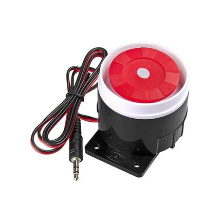 Wireless Home Security Alarm System with Loud Siren Feature compact red-and-black external siren module with cable and 3.5mm plug
