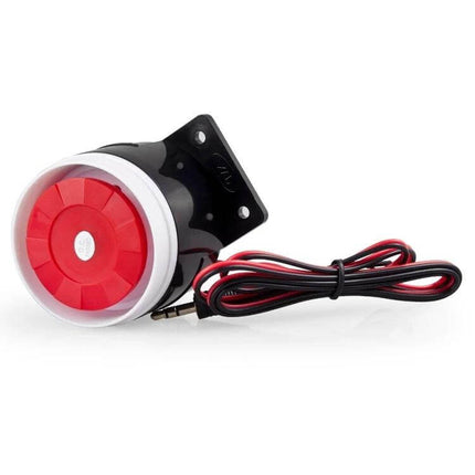 Wireless Home Security Alarm System with Loud Siren Feature compact red-black external siren unit with mounting bracket and wiring for home security