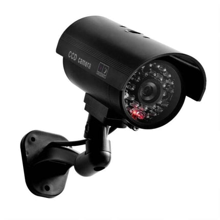 Waterproof Dummy CCTV Camera with Flashing LED for Home Security - black ABS fake security camera with red blinking LED deterrent