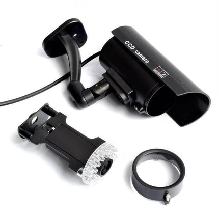 Waterproof Dummy CCTV Camera with Flashing LED for Home Security - black ABS faux security camera with flashing LED deterrent