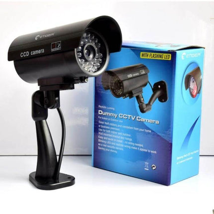 Waterproof Dummy CCTV Camera with Flashing LED for Home Security - black ABS fake security camera with flashing LED deterrent