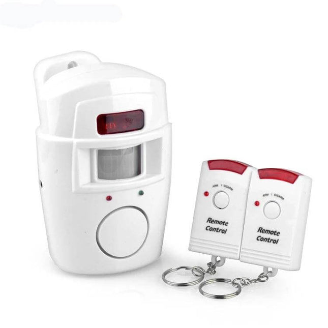 Wireless Infrared Motion Sensor Alarm for Home Security white PIR sensor with two remote controls keychain