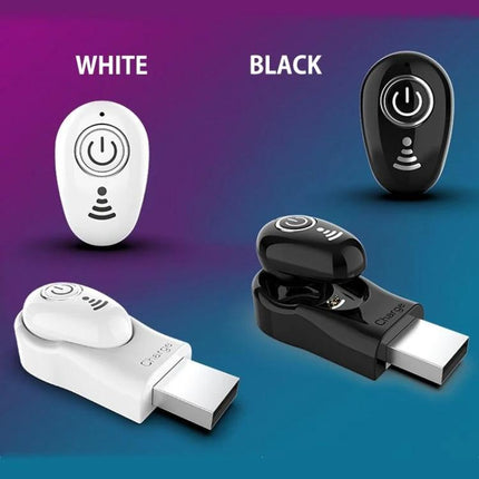 Mini Bluetooth Earbuds With Discreet In Ear Design white and black compact USB charging earbuds for calls