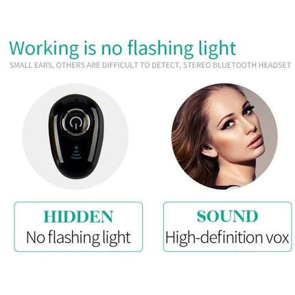 Mini Bluetooth Earbuds With Discreet In Ear Design shown in black hidden low-profile earbud for calls and music