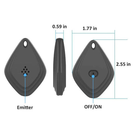 Outdoor Mosquito Repellent USB Charging For Camping small black ultrasonic emitter device with hook, ON/OFF button and dimensions 1.77×2.55×0.59 in