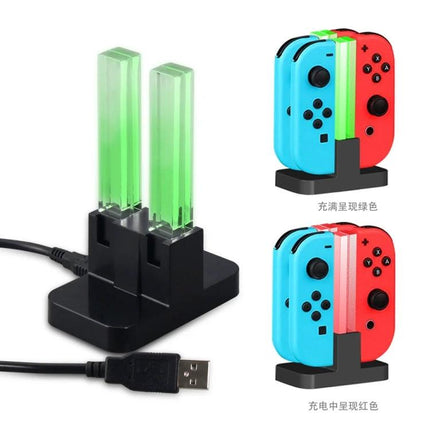 DOBE Charging Station for Nintendo Switch Joy-Con in Home Gaming - USB 4-controller charger with LED indicators