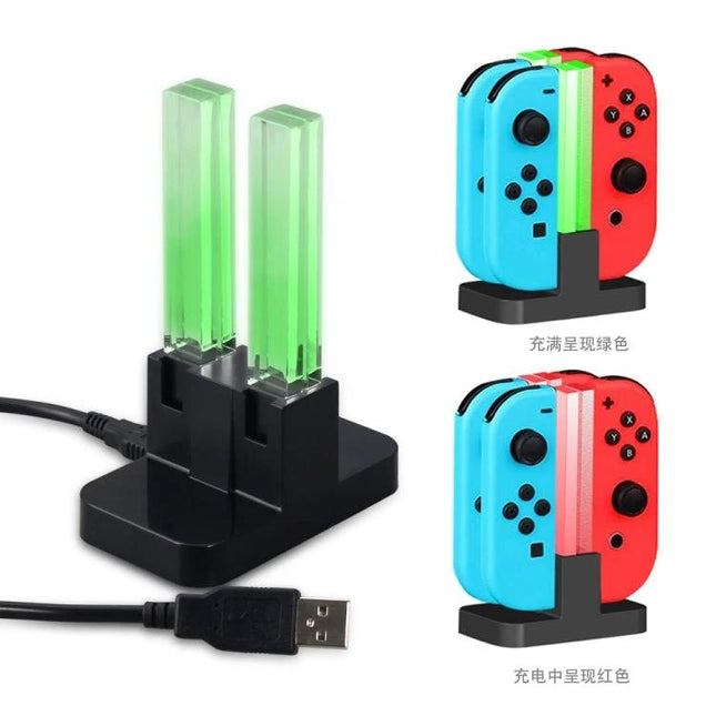 DOBE Charging Station for Nintendo Switch Joy-Con in Home Gaming - USB 4-controller charger with LED indicators