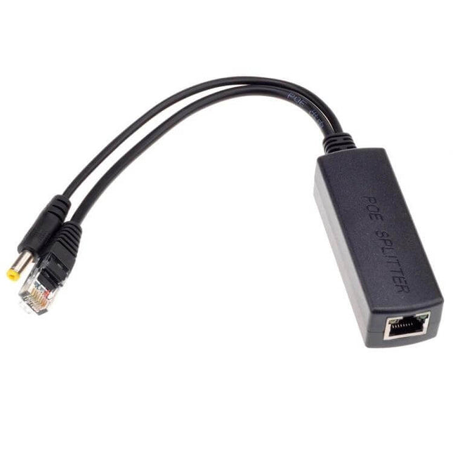 Power Over Ethernet Splitter for IP Security Cameras — compact PoE splitter with RJ45 and DC power output for easy IP camera installation