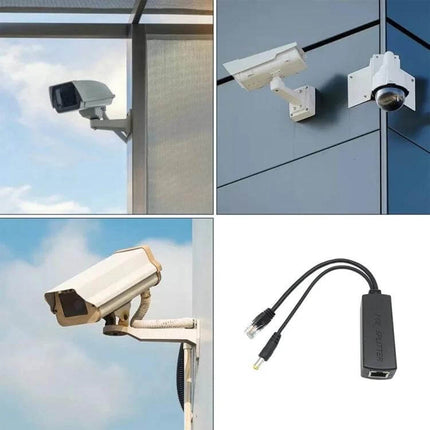 Power Over Ethernet Splitter for IP Security Cameras powering multiple outdoor surveillance cameras with one Ethernet cable