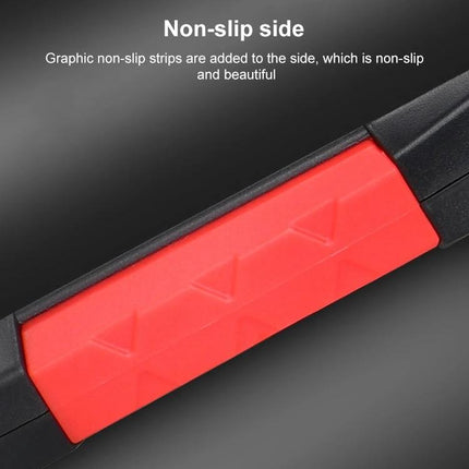 Electromagnetic Radiation Detector for Household Safety Measures non-slip red grip detail on handheld unit