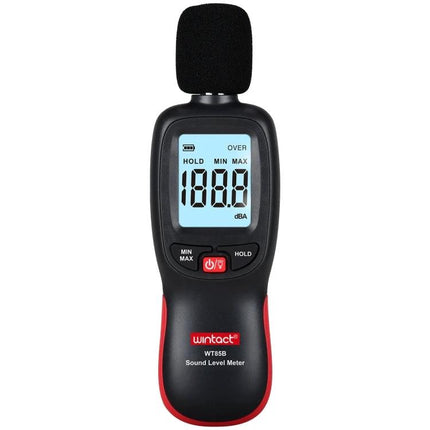 Digital Sound Level Meter for Environmental Noise Monitoring handheld meter with windscreen mic and LCD showing decibel reading
