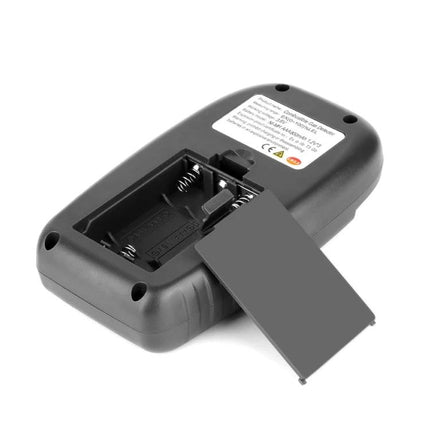 Portable Combustible Gas Leak Detector for Home Safety showing open battery compartment and back view, black handheld gas detector