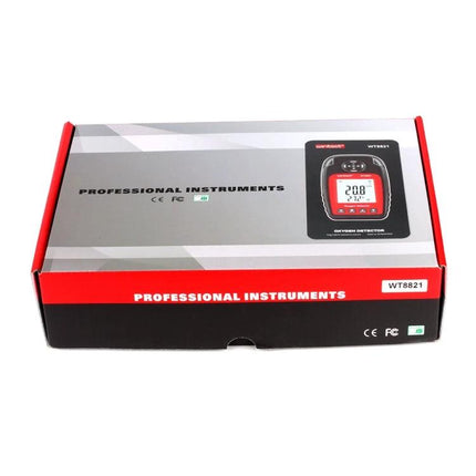 Wintact Portable Oxygen Detector for Gas Level Monitoring boxed product packaging showing device image and model number