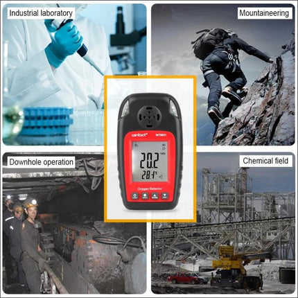 Wintact Portable Oxygen Detector for Gas Level Monitoring handheld device showing digital O2 reading used in labs, mountaineering, downhole and chemical field