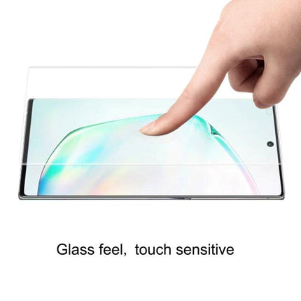 ENKAY 0.1mm Hydrogel Full Screen Protector for Galaxy Note10 applied showing glass feel and touch sensitive screen protection