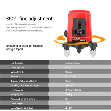 Compact Laser Level for Everyday Home Alignment Projects — red LOMVUM self-leveling laser with 360° fine adjustment for hanging artwork and shelving