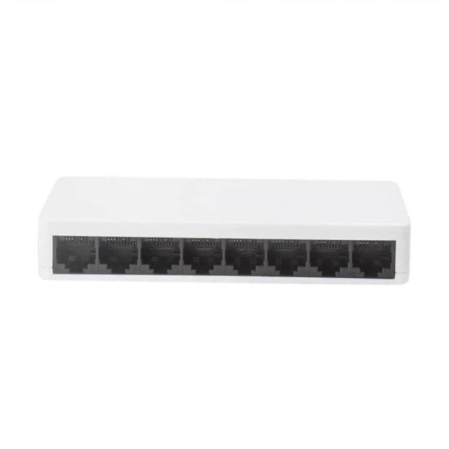 Compact 8-Port Ethernet Switch for Simple Network Connections white plug-and-play 10/100Mbps home office network hub