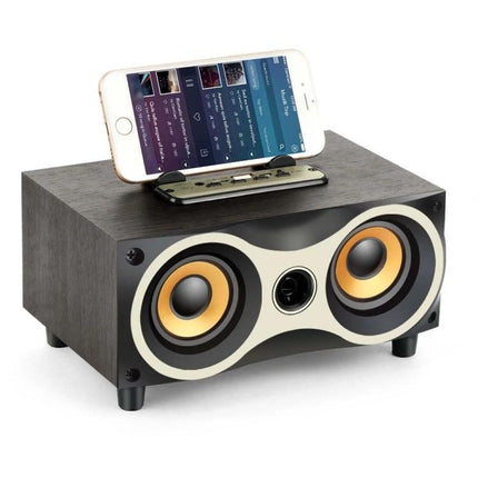 Wooden Bluetooth Speaker For Home Listening Compact with phone dock, TF/USB, microphone, compact wood enclosure for living room