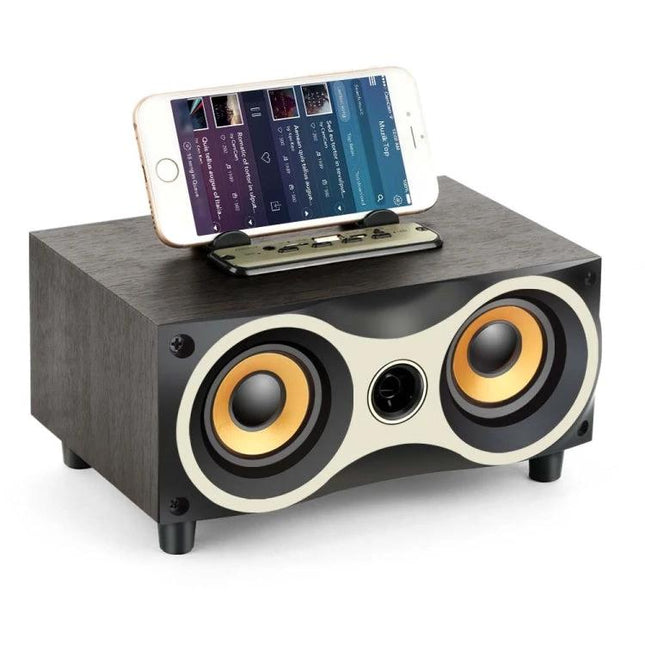 Wooden Bluetooth Speaker For Home Listening Compact with phone dock, TF/USB, microphone, compact wood enclosure for living room