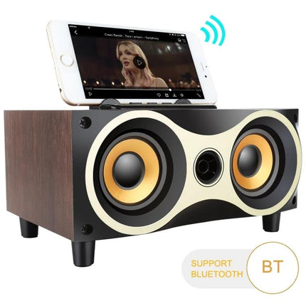 Wooden Bluetooth Speaker For Home Listening Compact in wood enclosure with phone streaming, TF/USB playback and hands-free mic