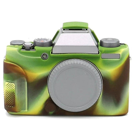 Richwell Soft Silicone Protective Case for Fujifilm X-T100 green camo front view protective silicone cover