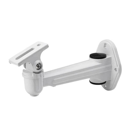 Aluminum Wall Mount Bracket for Indoor Outdoor CCTV Cameras — adjustable white aluminum bracket with 360° rotation for wall-mounted surveillance