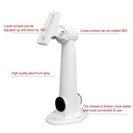 Aluminum Wall Mount Bracket for Indoor Outdoor CCTV Cameras, adjustable angles and 360° rotation for secure wall mounting and surveillance