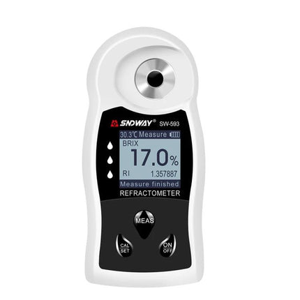 SNDWAY Digital Refractometer for Sugar Measurement in Beverages and Fruit handheld refractometer showing 17.0% Brix reading