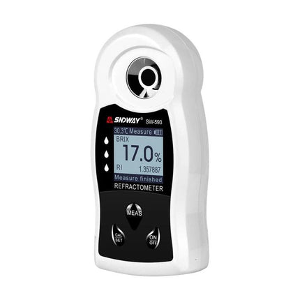 SNDWAY Digital Refractometer for Sugar Measurement in Beverages and Fruit handheld Brix meter showing 17.0% reading