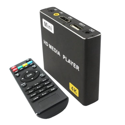 JEDX 4K HD Player for Automatic Video Looping and Display compact black media player with remote control
