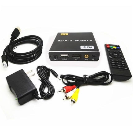 JEDX 4K HD Player for Automatic Video Looping and Display compact media player kit with remote, HDMI, AV cables, USB and power adapter