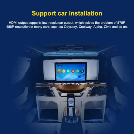 JEDX 4K HD Player for Automatic Video Looping and Display installed in a car streaming movies to an in-vehicle screen on loop