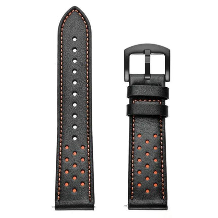 22mm Leather Eyelet Sport Watch Strap For Samsung Active