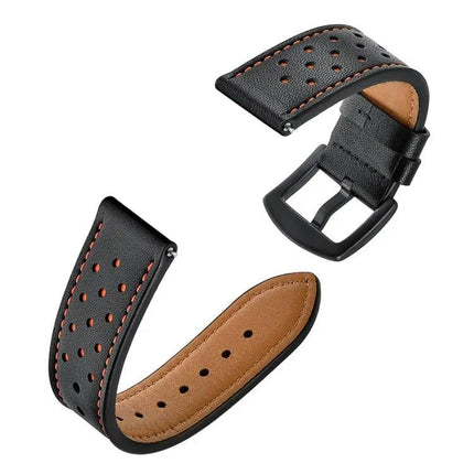 22mm Leather Eyelet Sport Watch Strap For Samsung Active