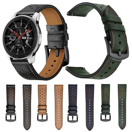 22mm Leather Eyelet Sport Watch Strap For Samsung Active