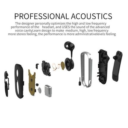Wireless Bluetooth Headset With Vibration Alert And Clip showing exploded components and clip-style design for commuters