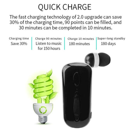 Wireless Bluetooth Headset With Vibration Alert And Clip lightweight clip-style earbud with quick charge and retractable cable