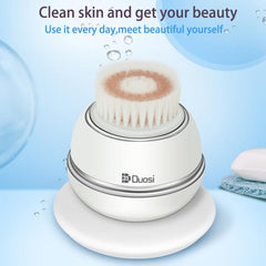 Duosi DY-103 Rechargeable Waterproof Sonic Facial Cleansing Brush with Dual Brush Heads for Deep Pore Exfoliation and Blackhead Removal