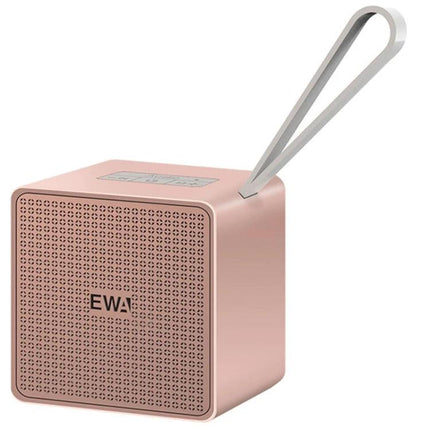 EWA Portable Bluetooth Speaker Compact Pocketable For Travel rose gold cube with strap, Bluetooth 5.0, pocketable travel audio