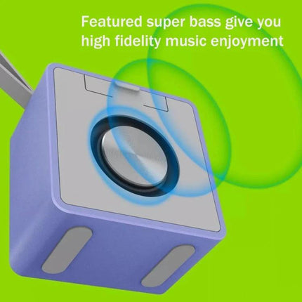 EWA Portable Bluetooth Speaker Compact Pocketable For Travel compact purple cube speaker with super bass on green background