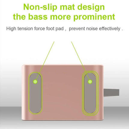 EWA Portable Bluetooth Speaker Compact Pocketable For Travel showing non-slip mat foot pads for improved bass and reduced noise